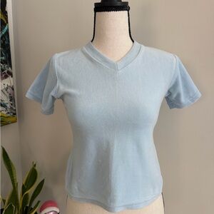 Light Blue V-Neck Women's Top